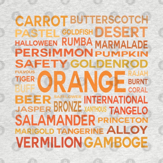 Word Cloud - Shades of Orange (White Background) by inotyler